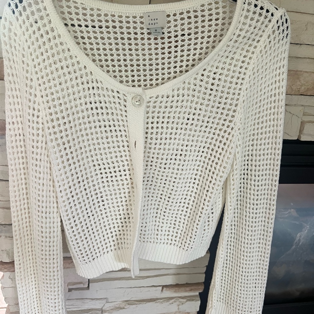 a new day White Open-Knit Sweater